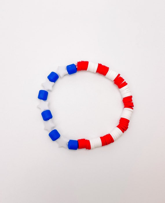 Ecally Perlen-Armbänder Zum 4. Juli – 48 Stück Rot-weiß-blau, Mit Dankeskarten & Organza-Beuteln, Für Partys & Geschenke