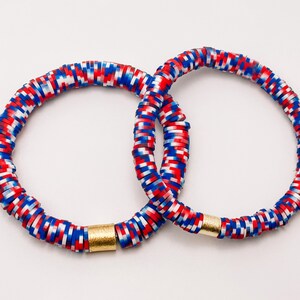 Feuerwerk Armband, 4. Juli Armband, rot weiß und blau Armband, Speckle American Armband, amerikanische Heishi Armband, Sommer-Armband