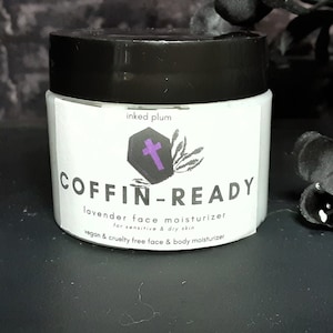COFFIN-READY gothic scented moisturizer, gothic cosmetics, spooky gifts, horror gifts, Halloween skincare, birthday, gothic gifts for her