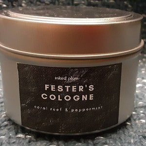 FESTER&#39;S COLOGNE scented candle, gothic candles, gothic home decor,spooky gifts, horror gifts, Addams family decor, uncle fester decor,