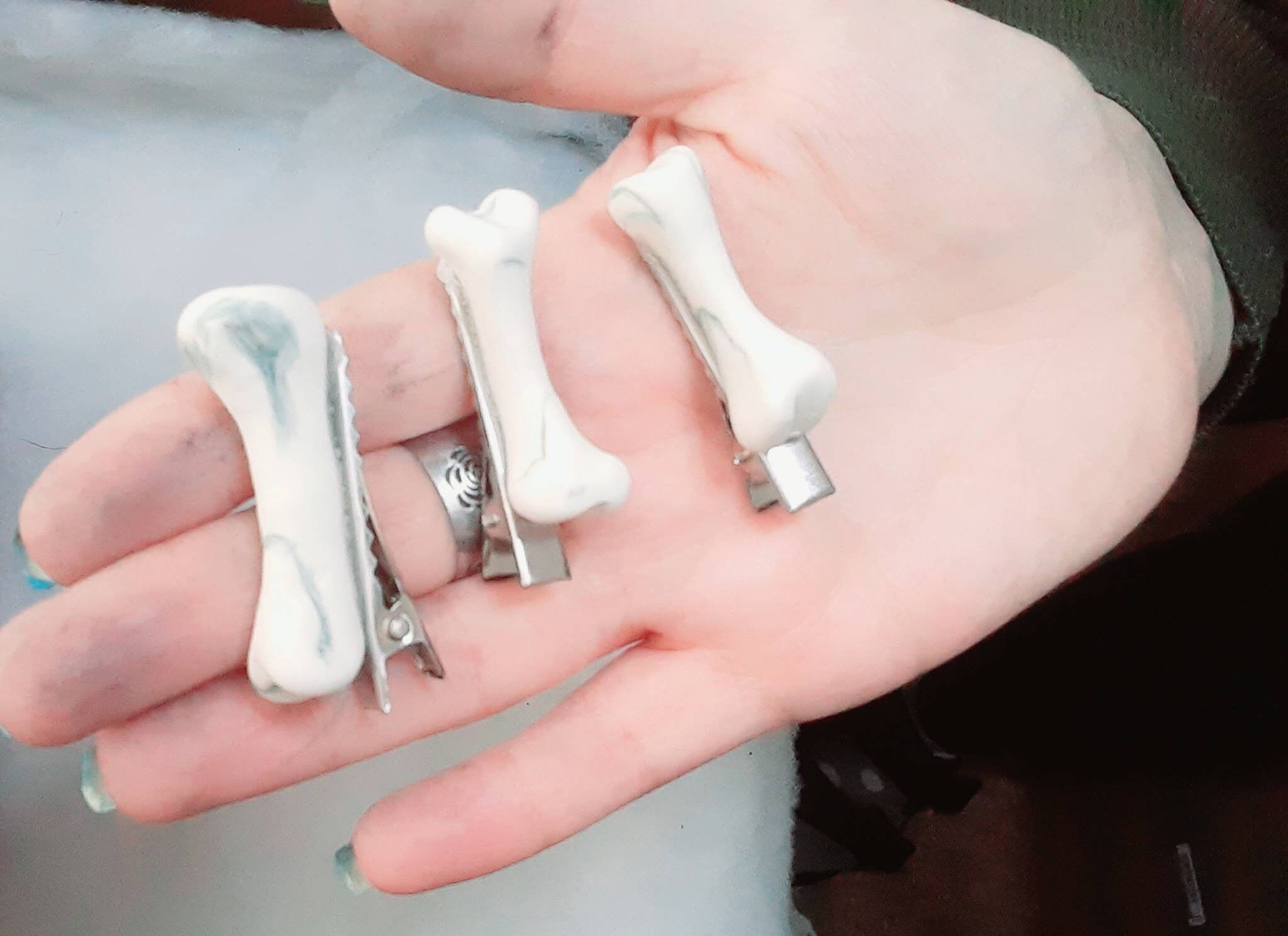 HUMAN BONE Hair Clips hand sculpted bones gothic hair Etsy