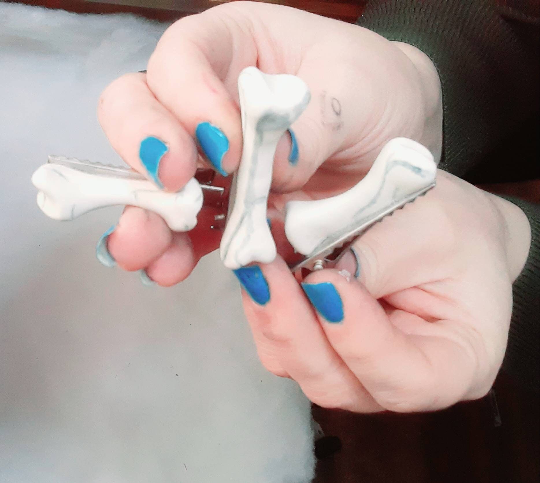 HUMAN BONE Hair Clips hand sculpted bones gothic hair Etsy