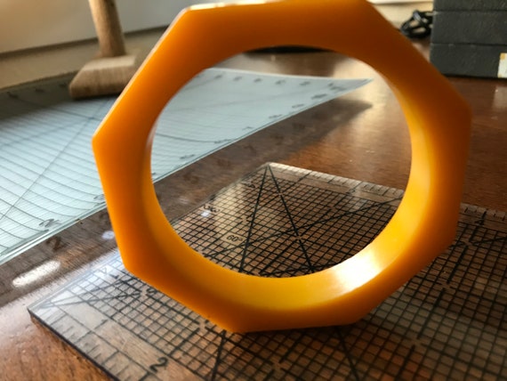 Vintage Bakelite butterscotch octagon bangle brac… - image 3