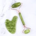 REAL STONE, Personalized, Self care, Gua sha,  Green, Rose,Face Roller with Gua-Sha, Anti-Aging, circulation, tighten skin, Asian 