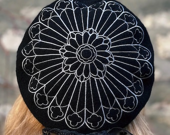 Cathedral Stained Glass Beret Gothic Beret Embroidered Hat Lolita