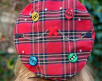 Shugo Chara Beret – Embroidered Anime Cosplay, Tartan Punk Fashion