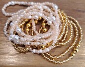 LUXURIOUS Slimming Elastic Waist beads- waistbeads Elastic Weight Loss African Waist Beads Beads-cheap waistbeads- cream and gold