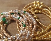 Earthly Goddess Slimming Elastic Waist beads- waistbeads Elastic Weight Loss African Waist Beads-cheap waistbeads- Gold delight
