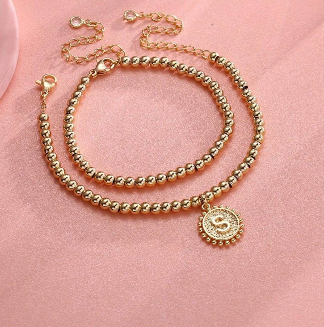 Initial Gold Beaded Bracelets for Women 14K Gold Plated Etsy