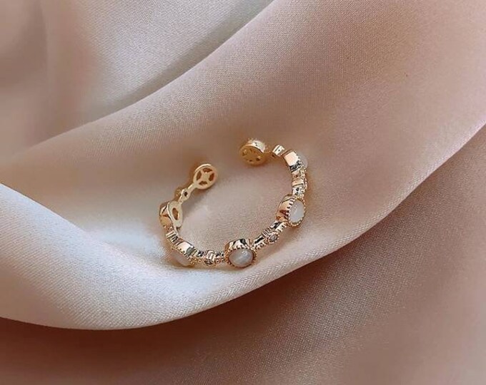 Adjustable Gold Opal Ring Minimalist Stacking Rings Layering - Etsy