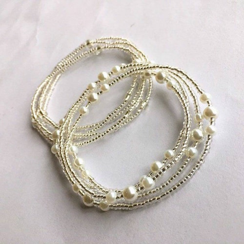 SILVER WITH PEARLS Slimming Elastic Waist Beads Waist - Etsy