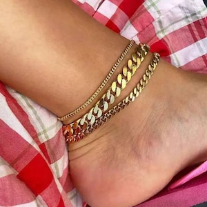 LV Double Sided Cuban Chain 18K Gold Anklet – From Fahm