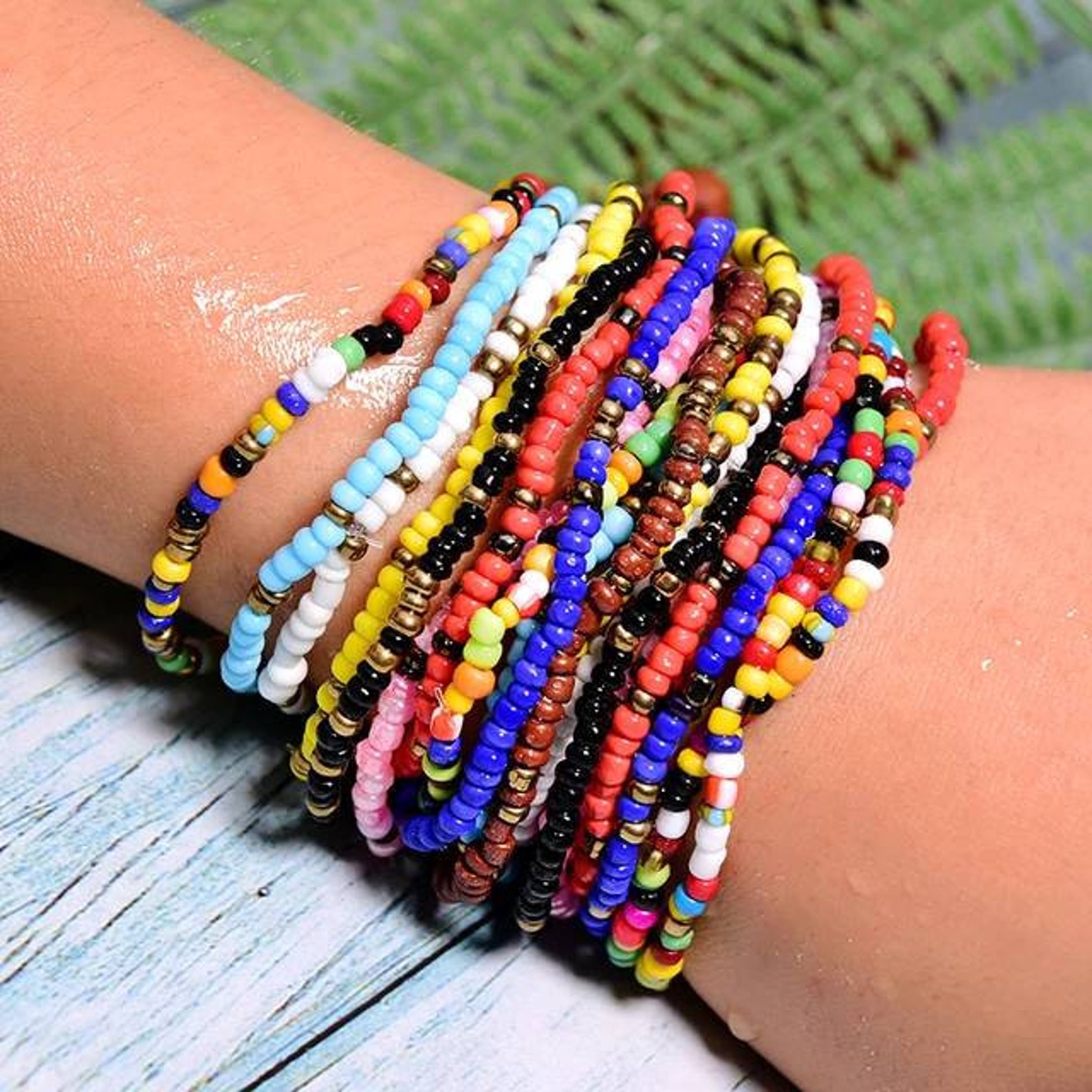 SET OF 9 Sead Bead Elastic Bracelet Beaded Bracelets Beaded Etsy