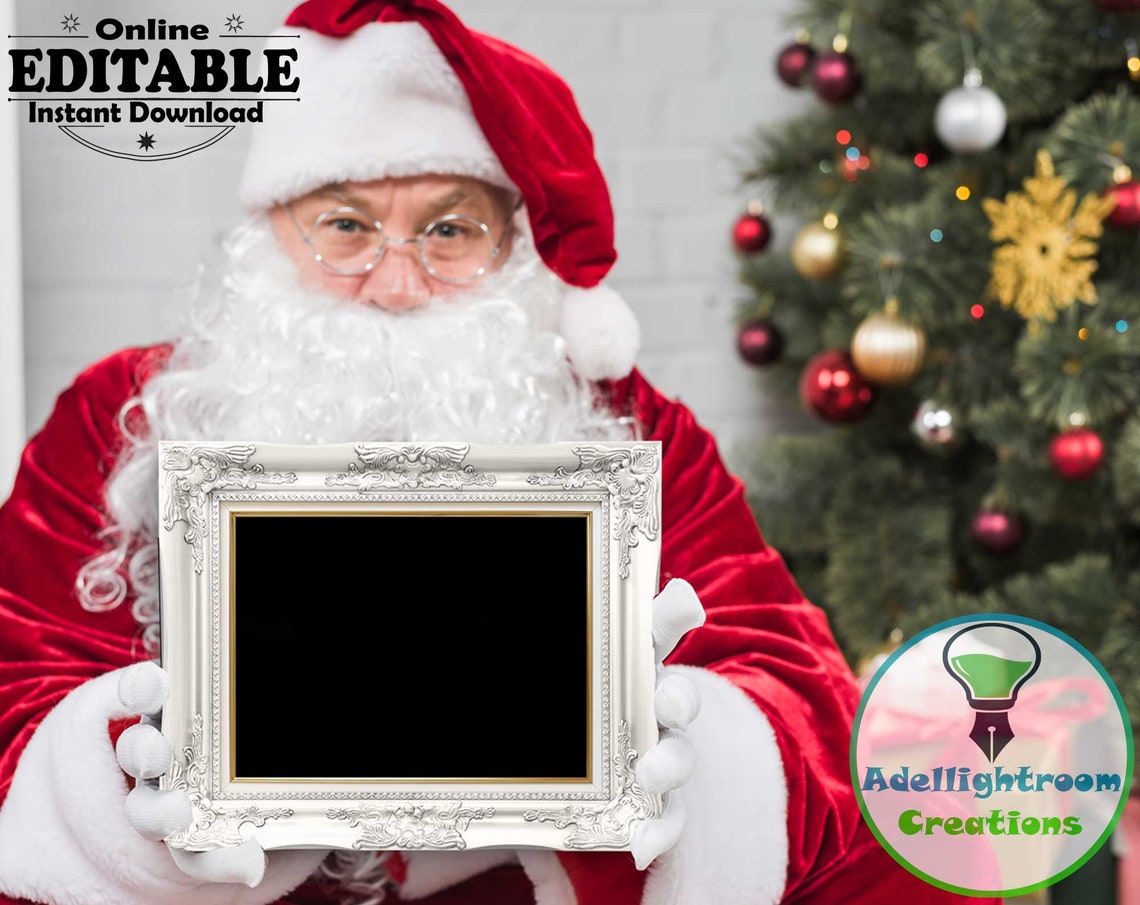 Santa Holding Frame Digital Template Santa Picture Frame Etsy