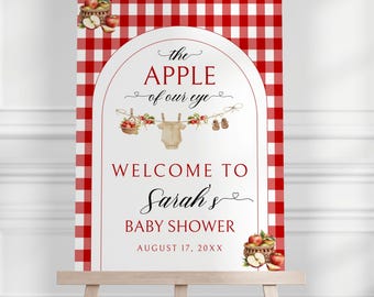 Apple Of Our Eye Baby Shower Welcome Sign Template, Personalized Autumn Party, Custom  Decor, Fall Theme Decorations, Digital Download