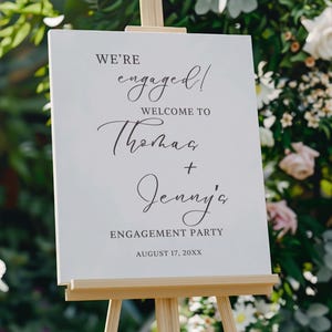 Engagement Party Welcome Sign Printed, Modern Wedding Decor, Minimalist Personalized Party Decorations, Custom Poster, Foam, Acrylic Signage