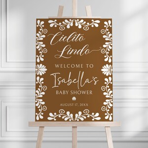 Cielito Lindo Baby Shower Welcome Sign PRINTED SHIPPED, Talavera Brown Boy, Personalized Party, Custom Poster Girl Decor, Mexican Decoration
