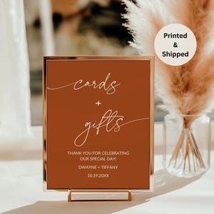 Cartelli in terracotta stampati per biglietti e regali, decorazioni autunnali personalizzate per feste, arancione bruciato, decorazioni per matrimoni boho, addio al nubilato, baby shower