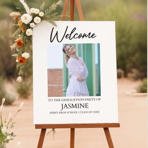 Printed  Shipped Personalized Graduation Welcome Sign, Grad Decoration, Custom Sign Printing, Graduate Name, Floral Party Poster, Foam Board