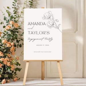 Engagement Party Welcome Sign Printed, Modern Wedding Decor, Minimalist Personalized Party Decorations, Custom Poster, Foam, Acrylic Signage