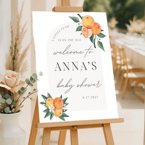 A Little Cutie Is On The Way Baby Shower Welcome Sign Template, Orange Baby Shower Decor, Fruit, Custom Digital Download, Printable,