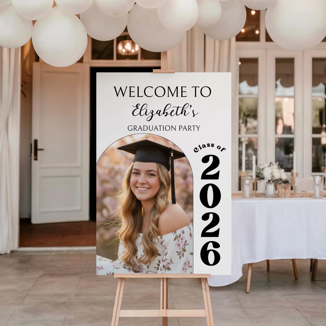 Graduation Sign 2026 Template, Photo Sign, High School Grad