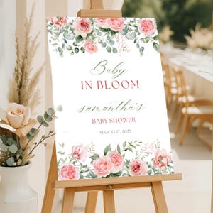 Baby In Bloom Baby Shower Welcome Sign Template, Floral Poster, Wildflower Decor, Custom Digital Download, Printable, Garden Party Girl