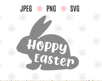 Easter Bunnies Rabbit Bunny 'Hoppy Easter' SVG PNG JPEG   - Image Graphic for Cutting Machines - Cricut - Silhouette Cameo- Commerical Use