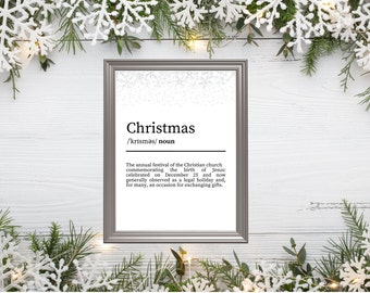 Christmas Festive Digitial Art Print - Dictionary Definitions