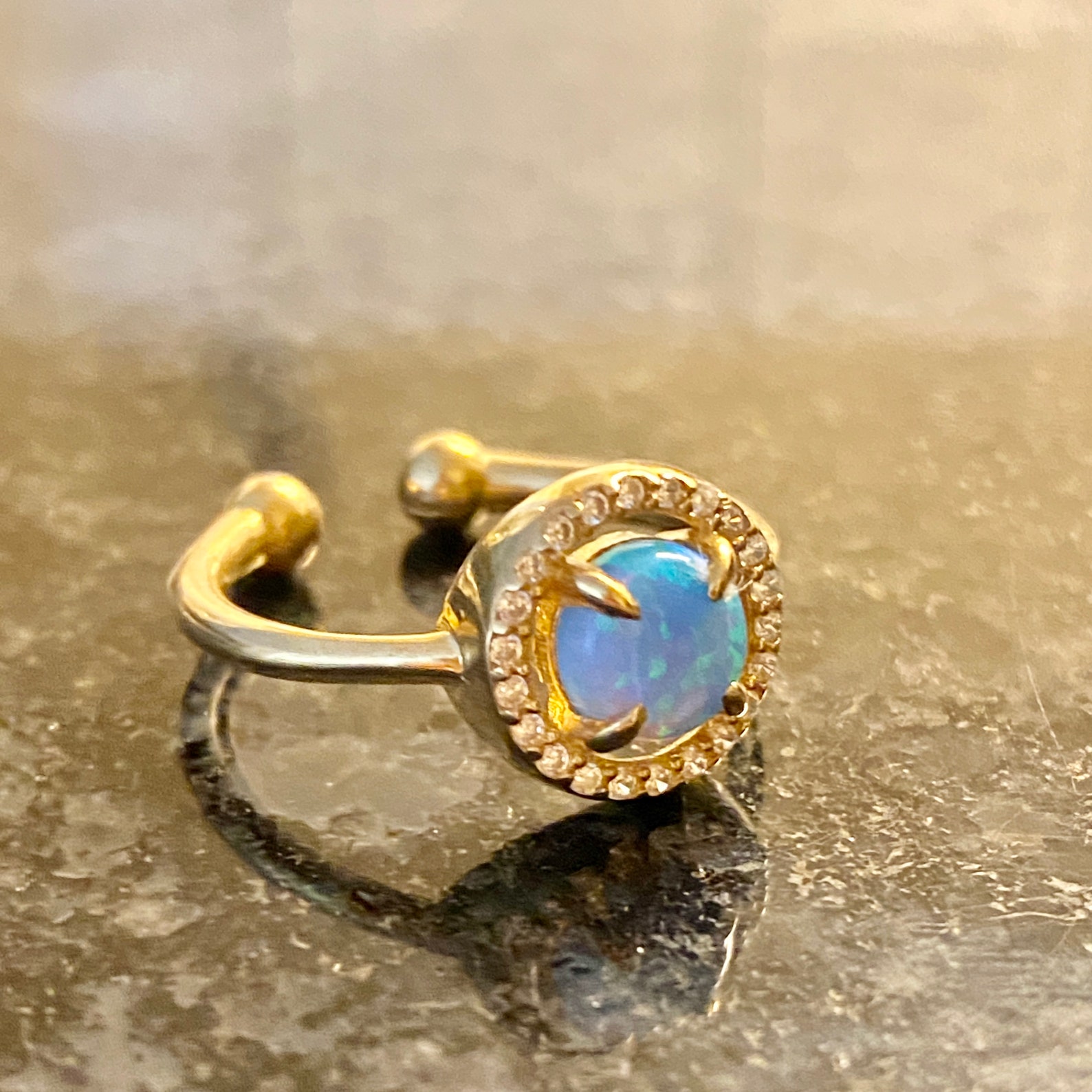 Adjustable Ring With Genuine Opal Stone - Etsy