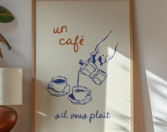 Trendy Coffee PRINTABLE, French Café Wall Art, Kitchen Decor, Cute French Poster, Coffee Shop Print, Digital Download