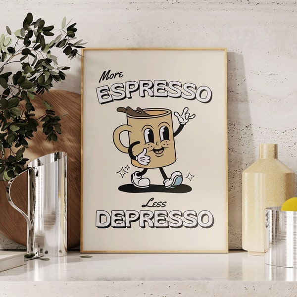 Impression d'art rétro expresso, décoration de cuisine vintage (affiche imprimée)