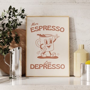 Retro Quote Wall Print, More Espresso Wall Decor, Coffee Art Print, Kitchen Wall Art, PRINTABLE Poster, Vintage Digital Download Decor