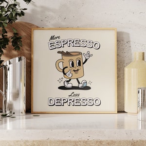 Citazione retrò quadrata STAMPABILE, Più decorazioni da parete Espresso, Stampa artistica del caffè, Arte della parete della cucina, Poster STAMPATO, Colori vintage, SENZA CORNICE