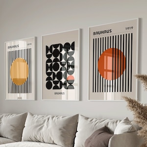 Bauhaus Print Set, Printed Poster Set, Abstract Wall Art, Minimalist Home Decor, Bauhaus Set of 3, UNFRAMED