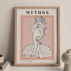 Greek Goddess Line Art Print, Minimalist Mythology Poster image 1