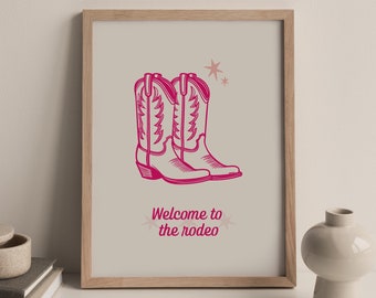 Pink Cowboy Boots Print, Girly Western Wall Art (Digital Download)