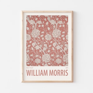 William Morris Exhibition Digital Art Print, Abstract Flower Pattern Printable Decor, Wild Tulip Modern Wall Art