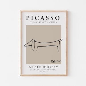 Picasso Art Print, Poster Dachshund Dog Line Art, Vintage Exhibition Poster, Minimalist Abstract Line Drawing