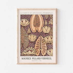 Arte de pared vintage, Póster imprimible con patrón floral, Arte de pared de Maurice Pillard Verneuil, Decoración neutra del hogar
