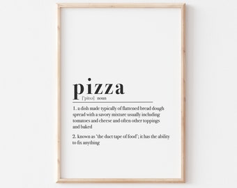 Pizza Definition, Printable Dictionary Poster, Kitchen Wall Art, Foodie Gift Idea, Typography Wall Art