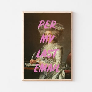Arte da parete per ufficio in casa, poster stampabile secondo la mia ultima e-mail, stampa artistica di pittura rinascimentale di arte classica, arte tipografica