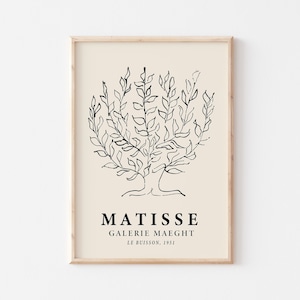 Matisse Art Print, Printable Tree Wall Art, Vintage Museum Exhibition Poster, Line Art Plane Tree, Beige And Black
