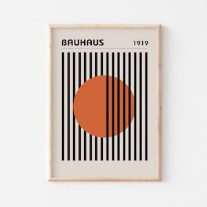 Mid-Century Art Print, Bauhaus Exhibition Poster, Printable Minimalist Wall Art, Geometric Art Print