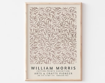 Impresión artística de la rama de sauce de William Morris, póster de la exposición botánica
