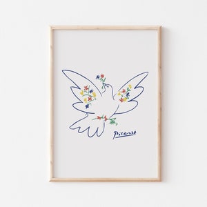Pablo Picasso Print, Dove of Peace Artwork, Line Art Poster, Bird Wall Decor, Minimalist Wall Art, UNFRAMED