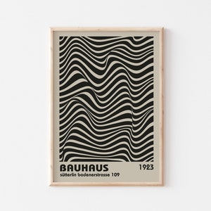 Bauhaus Exhibition Poster, Modern Home Decoration, Contemporary Wall Decor, Geometric Wall Art, Beige and Black, UNFRAMED