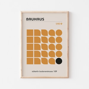 Mid-Century Art Print, Bauhaus Exhibition Poster, Printable Minimalist Wall Art, Geometric Art Print, Black and Yellow Art