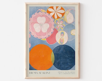 Hilma Af Klint Artwork, Vintage Exhibition Poster, The Ten Largest No. 02 Childhood Print, Abstract Colorful Wall Art, UNFRAMED