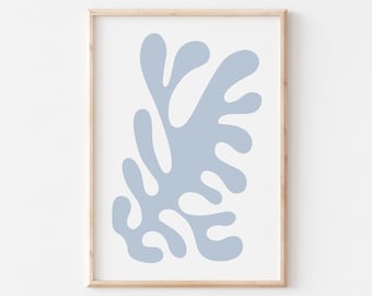Matisse Sky Blue Abstract Art Print, Minimalist Cutout Poster